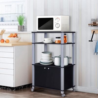 Meuble pour Micro Onde Étagère de Cuisine pour Four en Bois avec 3 Couches Roues 60 x 40 x 98 CM Noir - Publicité Meuble pour Micro Onde Étagère de Cuisine pour Four en Bois avec 3 Couches Roues 60 x 40 x 98 CM Noir - Publicité