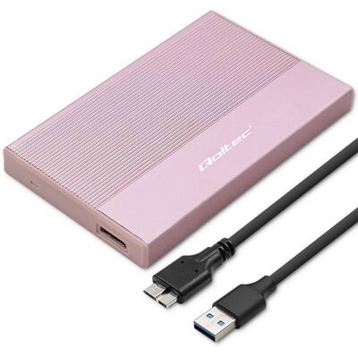Qoltec Modèle - Boîtier SATA 2,5 pouces - Rose - Stockage externe - Publicité Qoltec Modèle - Boîtier SATA 2,5 pouces - Rose - Stockage externe - Publicité
