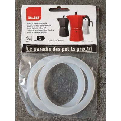 IBILI joint pour cafetière Italienne 3 tasses 2 joints en silicone pour cafetière 3 T Blanc - Publicité IBILI joint pour cafetière Italienne 3 tasses 2 joints en silicone pour cafetière 3 T Blanc - Publicité