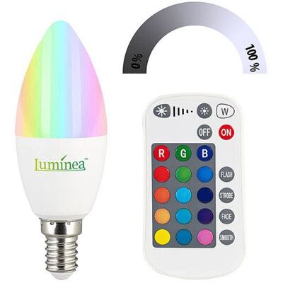Luminea - LED Candle E14 RGB - 470 lm - Télécommande - Ampoule LED - Publicité Luminea - LED Candle E14 RGB - 470 lm - Télécommande - Ampoule LED - Publicité