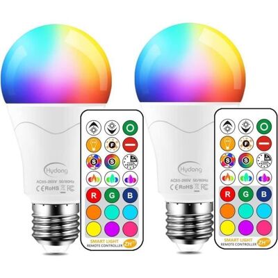 NETBOAT 2PCS Ampoule LED Couleur E27 10W Changement de Couleur Dimmable LED Bulbs 12 choix de couleurs 21 key Télécommande - Publicité NETBOAT 2PCS Ampoule LED Couleur E27 10W Changement de Couleur Dimmable LED Bulbs 12 choix de couleurs 21 key Télécommande - Publicité