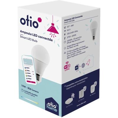 Ampoule WIFI LED E27 10W - Otio Blanc - Publicité Ampoule WIFI LED E27 10W - Otio Blanc - Publicité