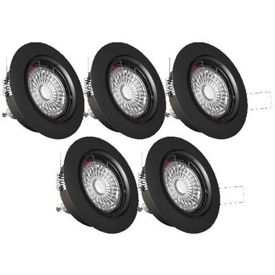 XANLITE Lot de 5 spots noirs encastrables LED avec ampoules incluses culot GU10 345 Lumens équivalence 50 W 2700K Blanc chaud Noir - Publicité XANLITE Lot de 5 spots noirs encastrables LED avec ampoules incluses culot GU10 345 Lumens équivalence 50 W 2700K Blanc chaud Noir - Publicité