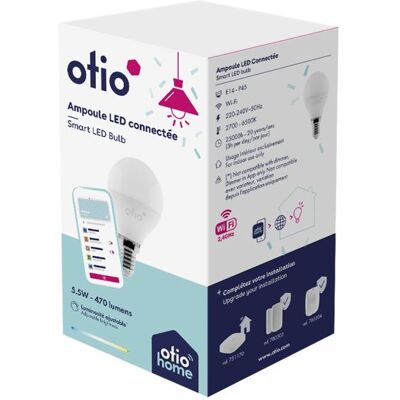 Ampoule connectée WIFI LED Globe E14 5 5W - Otio Blanc - Publicité Ampoule connectée WIFI LED Globe E14 5 5W - Otio Blanc - Publicité
