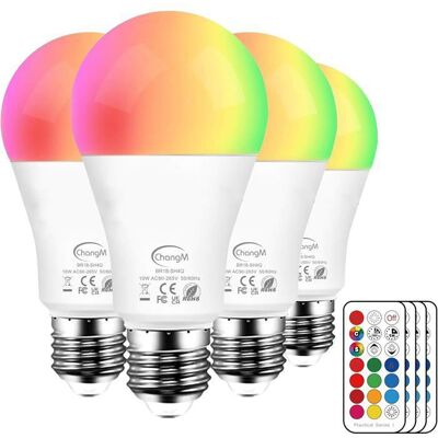NETBOAT E27 12 Couleurs LED RGBW Ampoule Changement de Couleur Télécommande Timing et Dimmable RGB+Blanc 10W (Lot de 4) Blanc - Publicité NETBOAT E27 12 Couleurs LED RGBW Ampoule Changement de Couleur Télécommande Timing et Dimmable RGB+Blanc 10W (Lot de 4) Blanc - Publicité