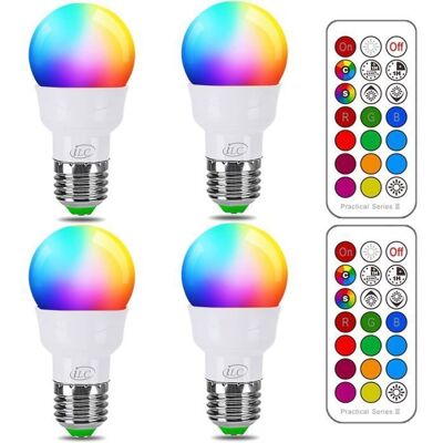 NETBOAT Ampoule Couleur LED Équivalent 40W E27 Telecommande Blanc Chaud 2700K Changement de couleur Ampoule 5W (Lot de 4) - Publicité NETBOAT Ampoule Couleur LED Équivalent 40W E27 Telecommande Blanc Chaud 2700K Changement de couleur Ampoule 5W (Lot de 4) - Publicité