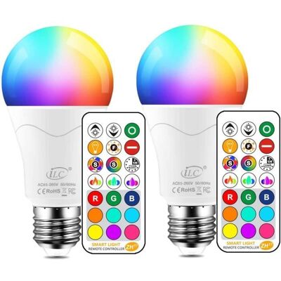 NETBOAT 10W E27 120 Couleurs LED RGBW Ampoule Changement de Couleur Télécommande Timing et Dimmable RGB+blanc chaud (lot de 2) - Publicité NETBOAT 10W E27 120 Couleurs LED RGBW Ampoule Changement de Couleur Télécommande Timing et Dimmable RGB+blanc chaud (lot de 2) - Publicité