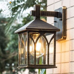 YSTP Applique murale en forme de lanterne carrée en verre adaptée à la décoration extérieure pour couloir jardin etc. (noir et doré) Blanc - Publicité YSTP Applique murale en forme de lanterne carrée en verre adaptée à la décoration extérieure pour couloir jardin etc. (noir et doré) Blanc - Publicité