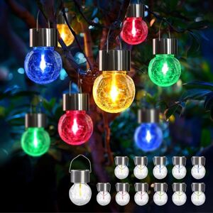 PZCC Lot de 12 lustres solaires de jardin perles de lampe LED mobiles améliorées étanches - Publicité PZCC Lot de 12 lustres solaires de jardin perles de lampe LED mobiles améliorées étanches - Publicité