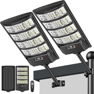 Lampadaire solaire extérieur - ZGEER - 6500K - Détecteur de mouvement - Télécommande - IP66 étanche - 2 pièces Noir - Publicité Lampadaire solaire extérieur - ZGEER - 6500K - Détecteur de mouvement - Télécommande - IP66 étanche - 2 pièces Noir - Publicité
