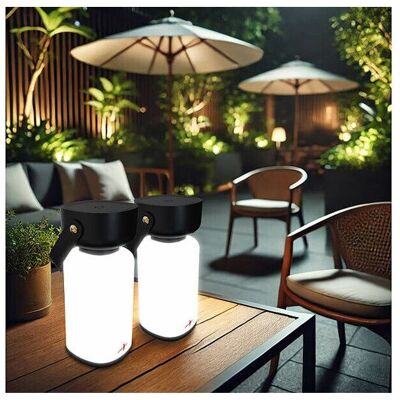 LUNARTEC 2 lanternes d’extérieur rechargeables LED 120 lm - coloris noir Noir - Publicité LUNARTEC 2 lanternes d’extérieur rechargeables LED 120 lm - coloris noir Noir - Publicité