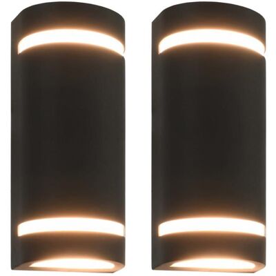 vidaXL Ensemble de lampes murales extérieures 2x 35W Noir - Lampe de jardin semi-circulaire - Publicité vidaXL Ensemble de lampes murales extérieures 2x 35W Noir - Lampe de jardin semi-circulaire - Publicité