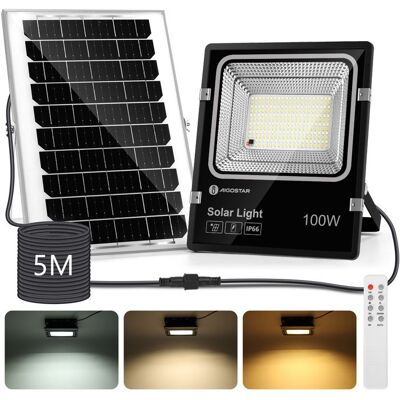 Aigostar Projecteur Solaire LED Extérieur8000mAH5M Câble3000/4000/6500KIP66Télécommande Noir - Publicité Aigostar Projecteur Solaire LED Extérieur8000mAH5M Câble3000/4000/6500KIP66Télécommande Noir - Publicité