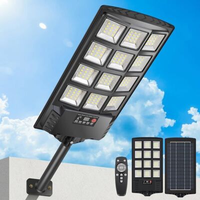 Lampadaire solaire LED extérieur - SWAMEE - Capteur de mouvement - Télécommande - Étanche IP67 - 6000 K - 4000 lumens Noir - Publicité Lampadaire solaire LED extérieur - SWAMEE - Capteur de mouvement - Télécommande - Étanche IP67 - 6000 K - 4000 lumens Noir - Publicité