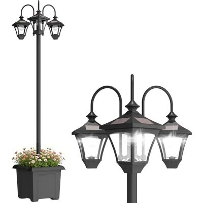 Lampadaire extérieur - Outsunny - 3 têtes LED avec bac à fleurs étanche hauteur réglable - acier abs - 52x52x185cm - noir Noir - Publicité Lampadaire extérieur - Outsunny - 3 têtes LED avec bac à fleurs étanche hauteur réglable - acier abs - 52x52x185cm - noir Noir - Publicité