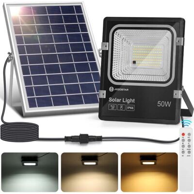 Aigostar Projecteur Solaire LED d’extérieur avec Panneau Solaire50WDimmable 3000/4000/6500K5000mAHIP662M Câble Noir - Publicité Aigostar Projecteur Solaire LED d’extérieur avec Panneau Solaire50WDimmable 3000/4000/6500K5000mAHIP662M Câble Noir - Publicité