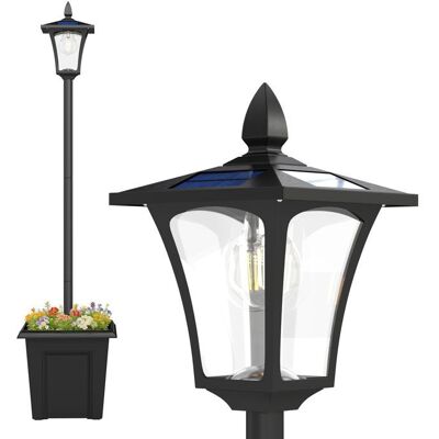 Lampadaire solaire extérieur - Outsunny - lumière LED étanche - avec jardinière pour plantes - Aluminium - 160cm - noir Noir - Publicité Lampadaire solaire extérieur - Outsunny - lumière LED étanche - avec jardinière pour plantes - Aluminium - 160cm - noir Noir - Publicité