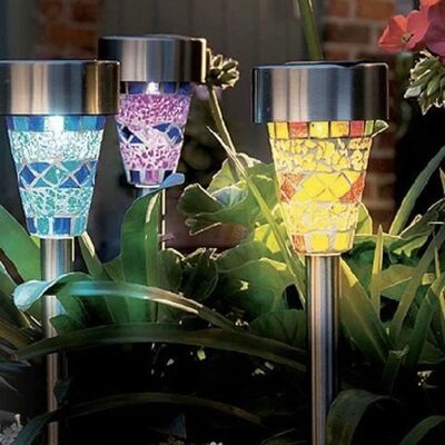 Lampe Solaire 3pcs Lumières de bordure en mosaïque Lampes de jardin Extérieur éclairage LIE429 - Publicité Lampe Solaire 3pcs Lumières de bordure en mosaïque Lampes de jardin Extérieur éclairage LIE429 - Publicité