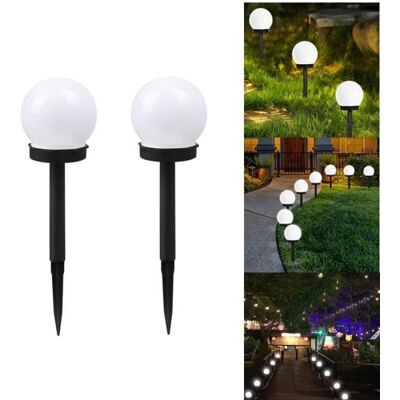Lampe solaire extérieure ZGEER - Globe Stake Lumière - Blanc - 10*33 cm - LED - Contemporain Blanc - Publicité Lampe solaire extérieure ZGEER - Globe Stake Lumière - Blanc - 10*33 cm - LED - Contemporain Blanc - Publicité