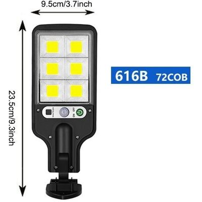 Lampadaire extérieur solaire LED avec capteur de mouvement - 616B 72COB Noir - Publicité Lampadaire extérieur solaire LED avec capteur de mouvement - 616B 72COB Noir - Publicité