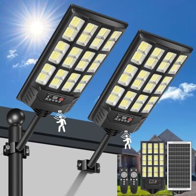 Lampadaire solaire extérieur - ZGEER - 600W - 2 pièces - Détecteur de mouvement - IP66 étanche - 10 000 lumens - 360 LED Blanc - Publicité Lampadaire solaire extérieur - ZGEER - 600W - 2 pièces - Détecteur de mouvement - IP66 étanche - 10 000 lumens - 360 LED Blanc - Publicité