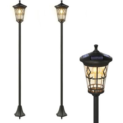 Lampadaires solaires extérieurs - Outsunny - lot de 2 - hauteur réglable - acier inoxydable - 186 m - noir Noir - Publicité Lampadaires solaires extérieurs - Outsunny - lot de 2 - hauteur réglable - acier inoxydable - 186 m - noir Noir - Publicité