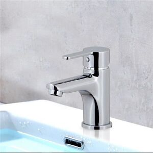 Robinet mitigeur de lavabo en laiton chromé avec cartouche céramique et économie deau Gris - Publicité Robinet mitigeur de lavabo en laiton chromé avec cartouche céramique et économie deau Gris - Publicité