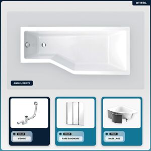 Baignoire asymétrique droite - OTITEC - INTEGRA - 170x75 cm - Vidage automatique - Garantie 10 ans Blanc - Publicité Baignoire asymétrique droite - OTITEC - INTEGRA - 170x75 cm - Vidage automatique - Garantie 10 ans Blanc - Publicité