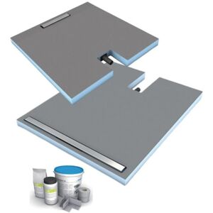 Receveur à carreler 90 x 90 cm Wedi Fundo Plano Linea - écoulement linéaire sortie sur le coté + kit détanchéité Gris - Publicité Receveur à carreler 90 x 90 cm Wedi Fundo Plano Linea - écoulement linéaire sortie sur le coté + kit détanchéité Gris - Publicité