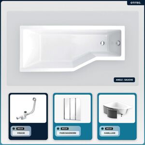 Baignoire asymétrique gauche - OTITEC - INTEGRA - 150x75 cm - Vidage automatique - Acrylique Blanc - Publicité Baignoire asymétrique gauche - OTITEC - INTEGRA - 150x75 cm - Vidage automatique - Acrylique Blanc - Publicité