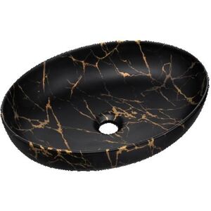 AC-DÉCO Vasque à poser en céramique noire marbrée - L 52 x 39.5 cm - Gamme Mona Noir - Publicité AC-DÉCO Vasque à poser en céramique noire marbrée - L 52 x 39.5 cm - Gamme Mona Noir - Publicité