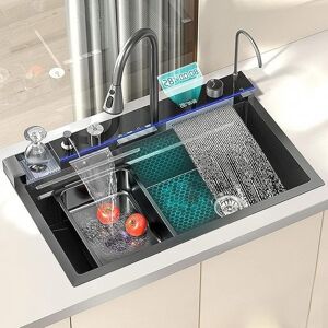 YAGATAP Evier Cuisine Inox Noir 75x46cm Evier De Cuisine 1 Bac Grand Format Avec Robinet Affichage Numérique Distributeur De Savon Gobelet Noir - Publicité YAGATAP Evier Cuisine Inox Noir 75x46cm Evier De Cuisine 1 Bac Grand Format Avec Robinet Affichage Numérique Distributeur De Savon Gobelet Noir - Publicité