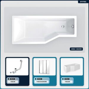 Baignoire asymétrique gauche - OTITEC - INTEGRA - 170x75 cm - Acrylique - Vidage automatique Blanc - Publicité Baignoire asymétrique gauche - OTITEC - INTEGRA - 170x75 cm - Acrylique - Vidage automatique Blanc - Publicité