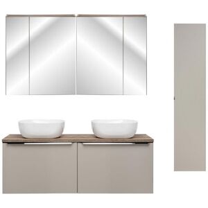 DECONATION Ensemble salle de bain double vasques 120 cm + 4 éléments - Rosario Taupe Marron - Publicité DECONATION Ensemble salle de bain double vasques 120 cm + 4 éléments - Rosario Taupe Marron - Publicité