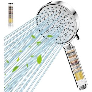 Pommeau de Douche COBBE Anti Calcaire 6 Modes Haute Pression Économie Deau 20 Filtre Étapes - Chromé Blanc - Publicité Pommeau de Douche COBBE Anti Calcaire 6 Modes Haute Pression Économie Deau 20 Filtre Étapes - Chromé Blanc - Publicité