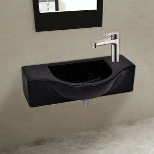 VIDAXL Vasque à trou pour robinet céramique Noir pour salle de bain Noir - Publicité VIDAXL Vasque à trou pour robinet céramique Noir pour salle de bain Noir - Publicité