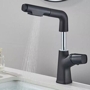 JUNSOTTOR Robinet Salle de Bain Noir avec Douchette Extensible Mitigeur Lavabo Réglable en Hauteur Robinet Noir pour Vasque levier Noir - Publicité JUNSOTTOR Robinet Salle de Bain Noir avec Douchette Extensible Mitigeur Lavabo Réglable en Hauteur Robinet Noir pour Vasque levier Noir - Publicité