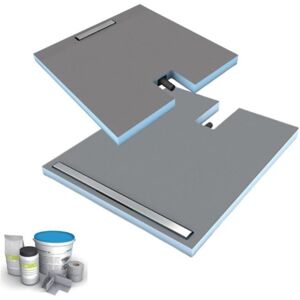 Receveur à carreler 90 x 90 cm Wedi Fundo Plano Linea - écoulement linéaire sortie sur le petit coté + kit détanchéité Gris - Publicité Receveur à carreler 90 x 90 cm Wedi Fundo Plano Linea - écoulement linéaire sortie sur le petit coté + kit détanchéité Gris - Publicité