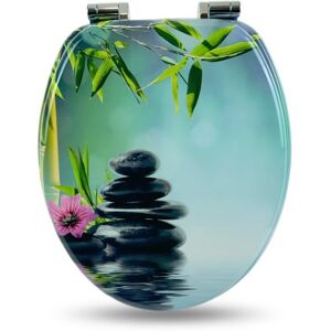 Abattant WC - SANFINO - Asia II - Bois MDF - Frein de chute - Motifs colorés - Publicité Abattant WC - SANFINO - Asia II - Bois MDF - Frein de chute - Motifs colorés - Publicité