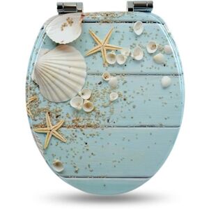 Abattant WC - SANFINO - Caribbean Blue - Bois MDF - Frein de chute - Confortable et élégant Bleu - Publicité Abattant WC - SANFINO - Caribbean Blue - Bois MDF - Frein de chute - Confortable et élégant Bleu - Publicité