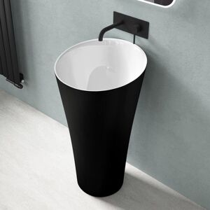 doporro Lavabo sur Pied Noir Mat + Blanc Vasque Colonne en Fonte Minérale Lave Mains Ovale pour Salle de Bain 51x51x90cm Noir - Publicité doporro Lavabo sur Pied Noir Mat + Blanc Vasque Colonne en Fonte Minérale Lave Mains Ovale pour Salle de Bain 51x51x90cm Noir - Publicité