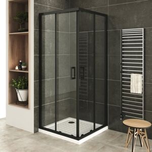 SANIVERRE LANABLACK+ Porte de douche dangle H. 190 cm verre transparent 80 x 80 cm coulissante Gris - Publicité SANIVERRE LANABLACK+ Porte de douche dangle H. 190 cm verre transparent 80 x 80 cm coulissante Gris - Publicité