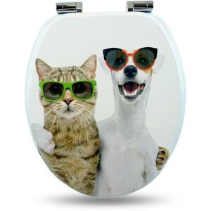 Sanfino® Abattant WC en bois avec frein de chute qualité supérieure nombreux motifs colorés confortable - Cat & Dog - Publicité Sanfino® Abattant WC en bois avec frein de chute qualité supérieure nombreux motifs colorés confortable - Cat & Dog - Publicité