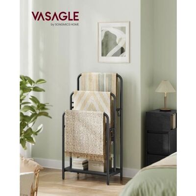 VASAGLE Porte Serviette Salle de Bain sur Pied 3 Barres 50 x 30 x 100 cm 2 Crochets Noir d’Encre et Noir Boisé Noir - Publicité VASAGLE Porte Serviette Salle de Bain sur Pied 3 Barres 50 x 30 x 100 cm 2 Crochets Noir d’Encre et Noir Boisé Noir - Publicité