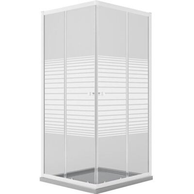 IDRALITE Cabine de Douche Carré 70x70 CM H185 Verre Sérigraphié mod. Blanc Blanc - Publicité IDRALITE Cabine de Douche Carré 70x70 CM H185 Verre Sérigraphié mod. Blanc Blanc - Publicité