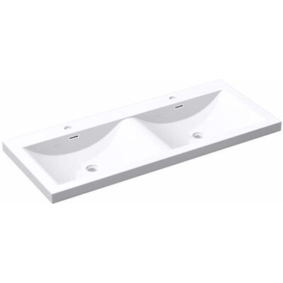 Vasque de salle de bains - Mai & Mai - Double lavabo blanc à encastrer 120cm - Rectangulaire - Résine Blanc - Publicité Vasque de salle de bains - Mai & Mai - Double lavabo blanc à encastrer 120cm - Rectangulaire - Résine Blanc - Publicité