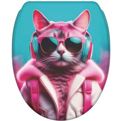SANILO Abattant WC avec frein de chute et libération rapide Neon Cat - Montage facile par le haut Rose - Publicité SANILO Abattant WC avec frein de chute et libération rapide Neon Cat - Montage facile par le haut Rose - Publicité