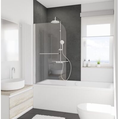 Schulte pare-baignoire 80x140cm paroi de baignoire réversible pivotant anticalcaire verre 5mm transparent aspect chromé Blanc - Publicité Schulte pare-baignoire 80x140cm paroi de baignoire réversible pivotant anticalcaire verre 5mm transparent aspect chromé Blanc - Publicité
