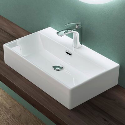 Mai & Mai Vasque à Poser 60x36x13cm Lavabo en Céramique Blanc Rectangulaire avec Nano-Revêtement BR206 Blanc - Publicité Mai & Mai Vasque à Poser 60x36x13cm Lavabo en Céramique Blanc Rectangulaire avec Nano-Revêtement BR206 Blanc - Publicité