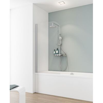 Schulte pare-baignoire 80x140 cm volet pivotant anticalcaire réversible verre 5 mm transparent alu-argenté 2ème vie - Publicité Schulte pare-baignoire 80x140 cm volet pivotant anticalcaire réversible verre 5 mm transparent alu-argenté 2ème vie - Publicité